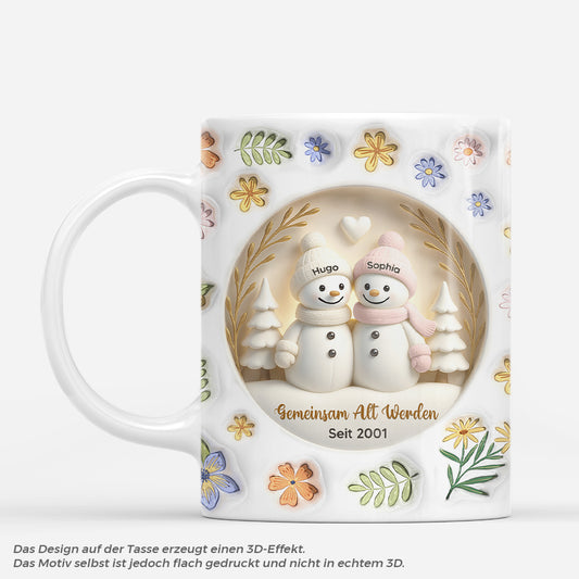 7427MGE1 3d druck effekt gemeinsam alt werden seit schneemann paar weihnachtstasse personalisiert 7427M3LAG_2