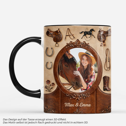 7442MGE1 3d druck effekt pferd und mensch personalisierte tasse mit foto_ 7442M3LZU