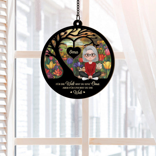 7652UGE2 fur die welt bist du ein opa fur uns bist du die welt personalisiertes geschenk acryl sonnenfanger omaopa 7652u8pzb