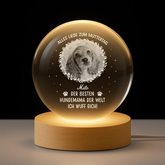 7653LGE1 beste hundemama happy muttertag personalisierte hunde geschenke kristallkugel foto 7653lcl5c
