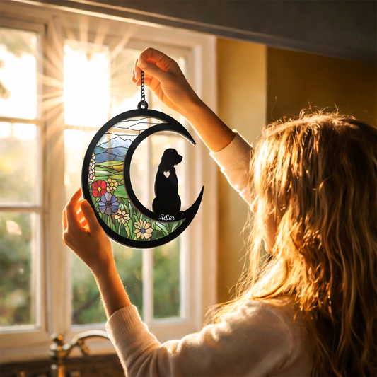 7701UGE2 katze schattenbild blumen personalisierte geschenke katze acryl sonnenfanger 7701u6hcd