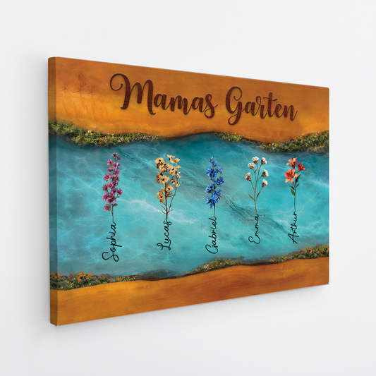 7749CGE2 3d druck effekt omas garten personalisiertes geschenk leinwand mama oma resin harz 7749c3hma