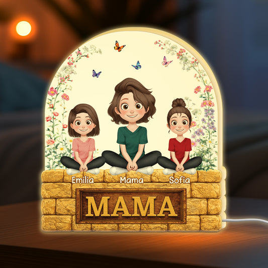 7764UGE1 mama kinder blumen cartoon personalisiertes geschenk lightbox mamaoma 7764u