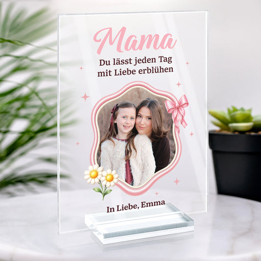 7786RGE2 du lasst jeden tag mit liebe erbluhen personalisierte geschenke foto acryl aufsteller mit stander omamama 7786r8pta