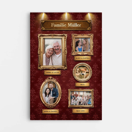 7790CGE1 3d druck effekt die familie personalisierte leinwand familie_ mit hund katze 7790cslai