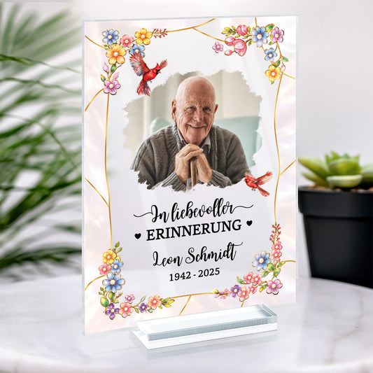 7833RGE2 fur immer in meinem herzen personalisierte trauergeschenke acryl aufsteller mit stander papamama foto 7833rtqaa