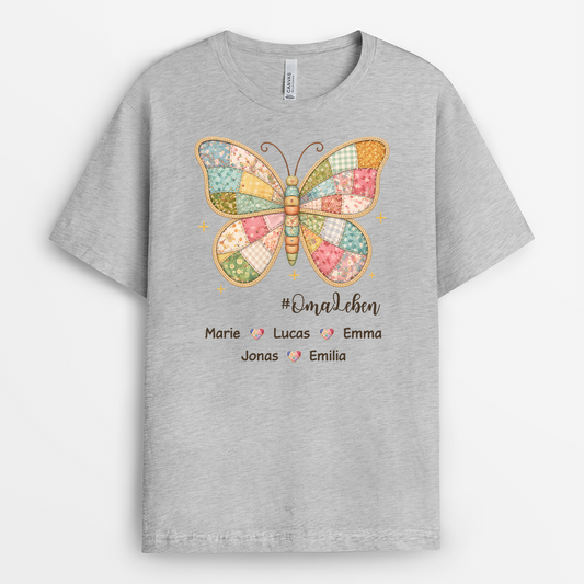 7842AGE2 liebe _omaleben schmetterling patchwork personalisiertes geschenk oma mama t shirt 7842a6fna