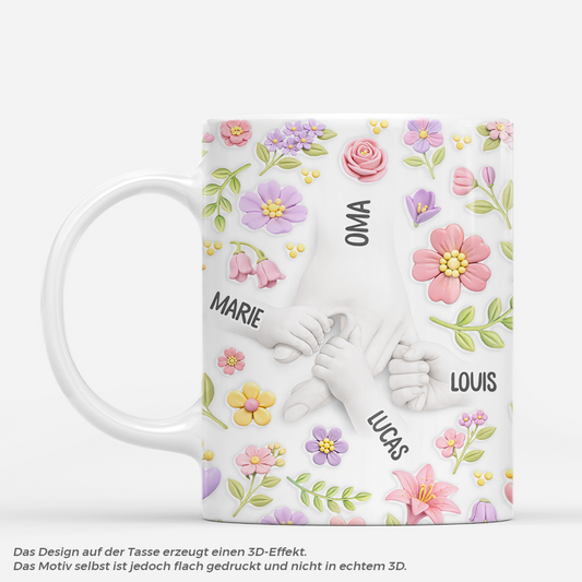7867MGE1 3d druck effekt hand in hand personalisiertes geschenk oma mama tasse knete blumen 7867mshna