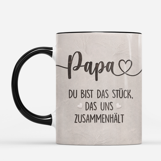 7873MGE2 3d druck effekt du bist das stuck das uns zusammenhalt personalisiertes geschenk mama papa tasse 7873mtfza