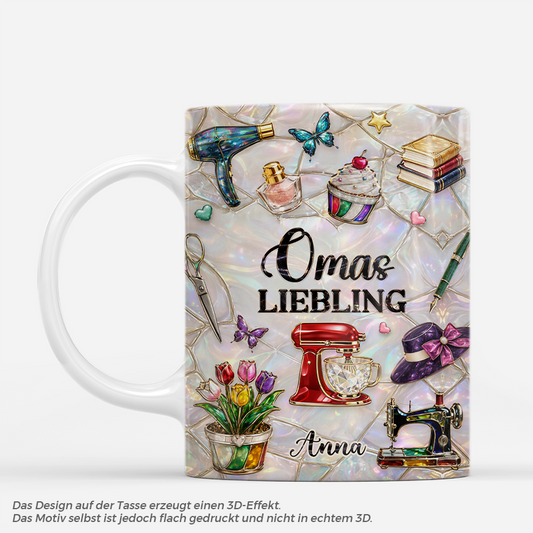 7887MGE1 3d druck effekt omas liebling personalisiertes geschenk oma mama tasse nahen 7887mttza