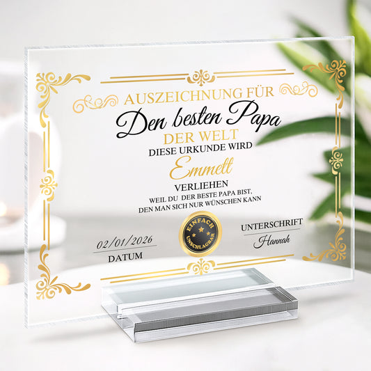 7894RGE2 auszeichnung fur die beste mama der welt personalisiertes geschenk acryl aufsteller mit stander omamama 7894rcpaa