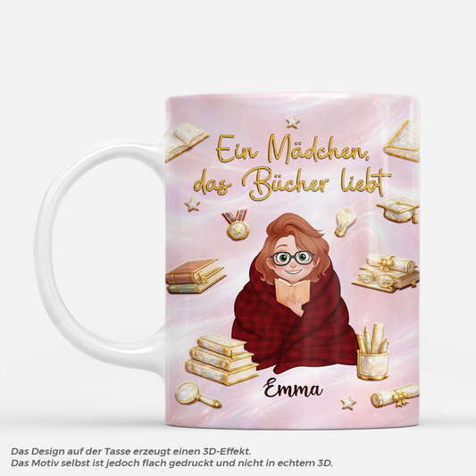 7897MGE1 3d druck effekt einfach ein madchen das buchern liebt personalisierte geschenke fur leseratten_ frauen tasse gold optik 7897msfma