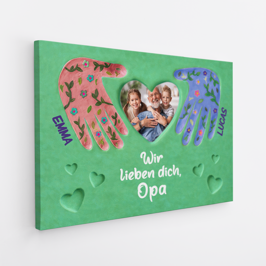 7922CGE2 wir lieben dich personalisierte geschenke foto leinwand fur oma opa handabdruck herz 7922c8hma