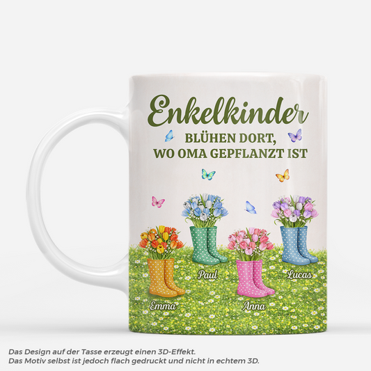 7939MGE1 enkelkinder bluhen dort wo oma gepflanzt ist personalisiertes geschenk mamaoma tasse 7939mtkca