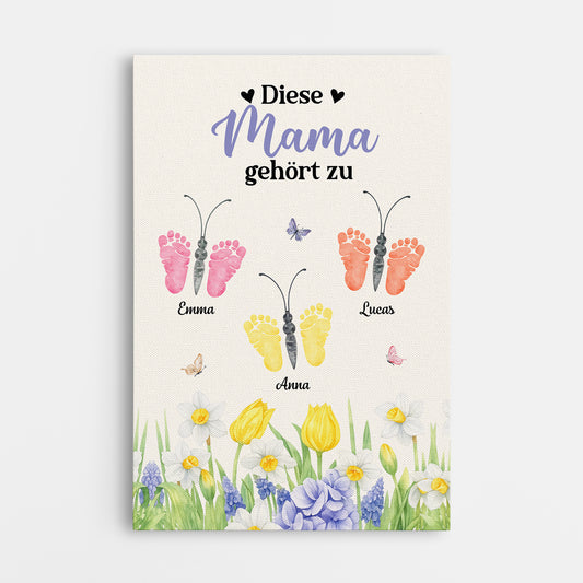 7959CGE1 diese mama gehort zu personalisiertes geschenk leinwand mama oma fussabdruck 7959c6yca
