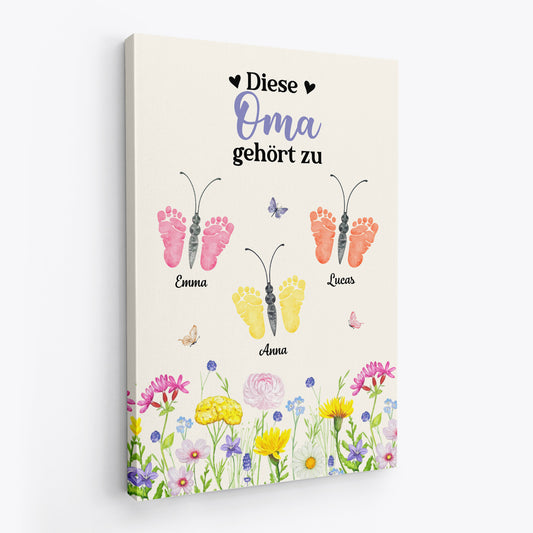 7959CGE2 diese mama gehort zu personalisiertes geschenk leinwand mama oma fussabdruck 7959c6yca