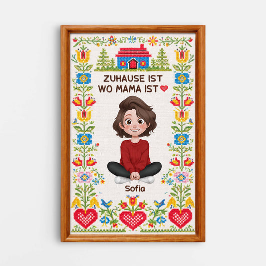 7975CGE1 zuhause ist wo mama ist personalisiertes geschenk leinwand mama oma kreuzstich 7975ccvca_1