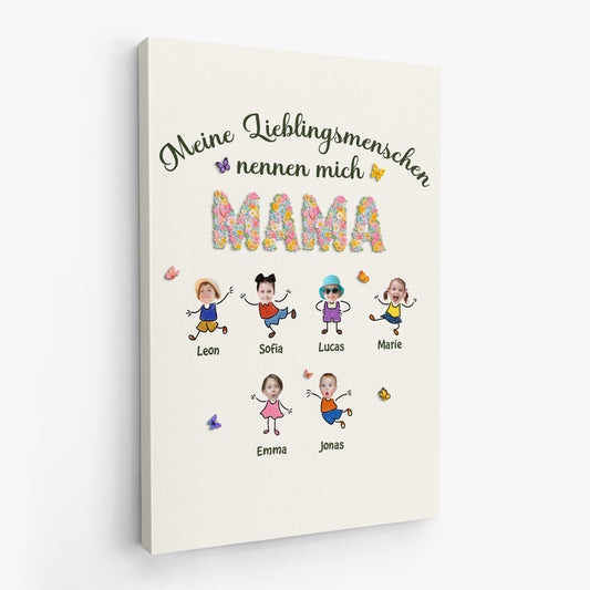 7977CGE2 meine lieblingsmenschen nennen mich mama personalisierte geschenke foto leinwand mama oma 7977ctyna
