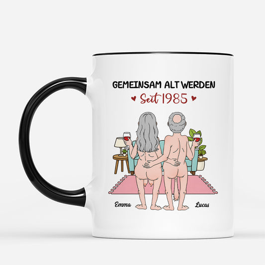 7979MGE2 du und ich schatz bis zum bitteren faltigen und schrumpeligen ende personalisierte paar geschenke tassen 7979msqcg