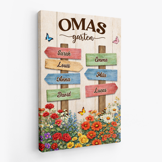 8043CGE2 omas garten personalisiertes geschenk garten leinwand fur oma mama wegweiser schilder 8043ctfwa