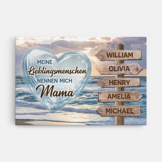 8044CGE1 meine lieblingsmenschen nennen mich mama personalisiertes geschenk leinwand mamapapa wegweiser schilder 8044ctqha