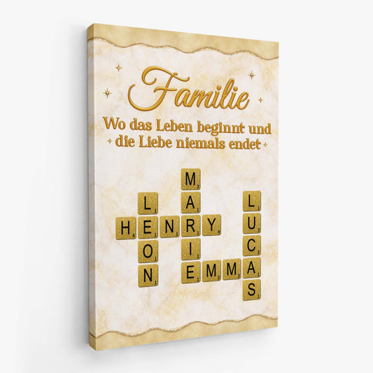 8062CGE2 3d druck effekt familie wo das leben beginnt und die liebe niemals endet personalisiertes kreuzwortratsel geschenk leinwand 8062ccqzi