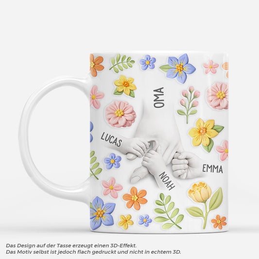 8069MGE1 3d druck effekt hand in hand personalisiertes geschenk oma mama tasse knete blumen 8069msz5a