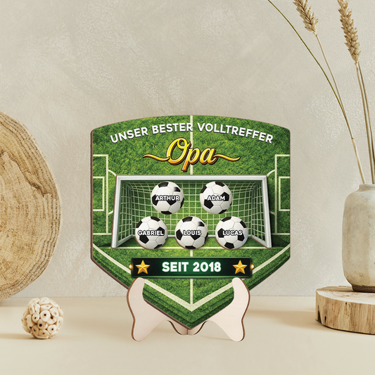 8114QGE2 3d druck effekt unser bester volltreffer papa personalisiertes geschenk holzaufsteller papaopa fussball 8114qsfhb