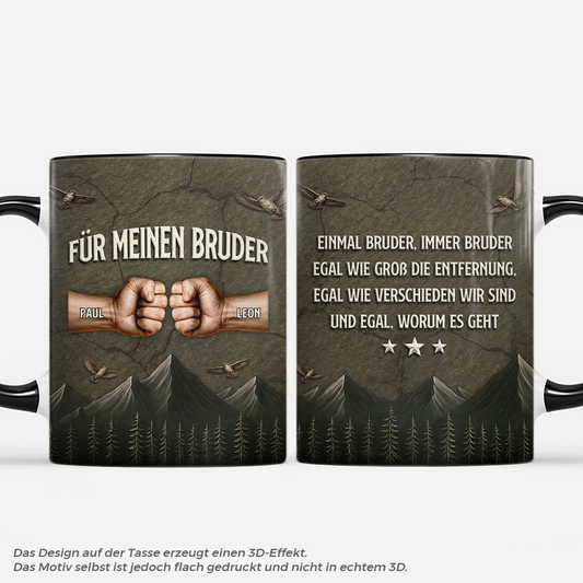 8148MGE1 3d druck effekt einmal bruder immer bruder personalisierte geschenke bester freund tasse faustgruss 8148m3dhe