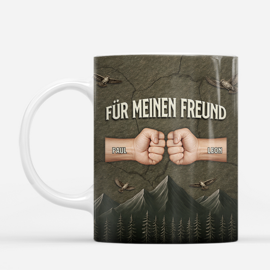 8148MGE2 3d druck effekt einmal bruder immer bruder personalisierte geschenke bester freund tasse faustgruss 8148m3dhe