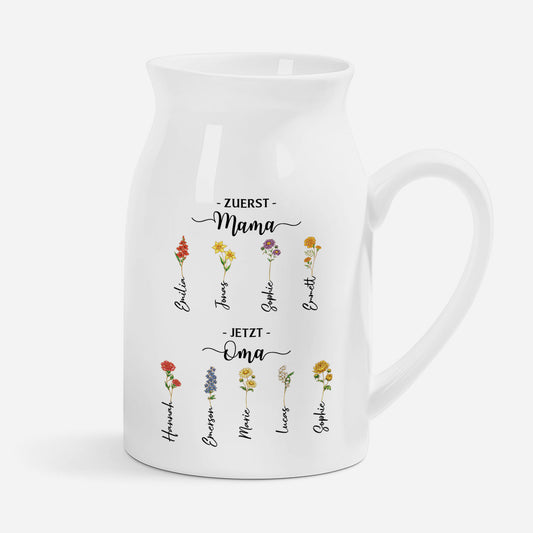8192OGE1 erst mama jetzt oma personalisiertes geschenk vase keramik glitzer blumen 8192o8v5a
