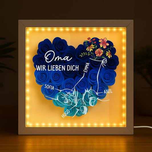 8208OGE2 mama wir lieben dich personalisiertes geschenk blumen 3d bilderrahmen mamaoma 8208o6paa