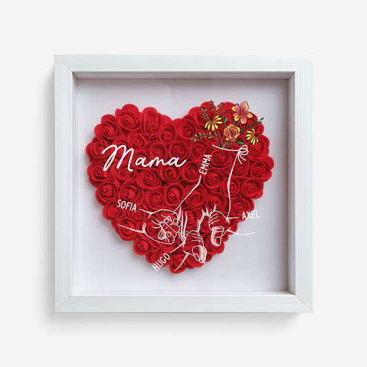 8215OGE1 mama hand in hand personalisiertes geschenk blumen 3d bilderrahmen mamaoma 8215o6p5a