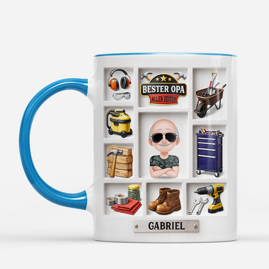 8221MGE2 3d druck effekt bester papa aller zeiten personalisiertes geschenk cartoon opapapa tasse 8221m8fmb