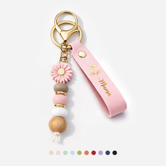 8275MGE1 3d druck effekt mama blume gold personalisiertes geschenk daisy schlusselanhanger perlen mama oma 8275mj6pwa