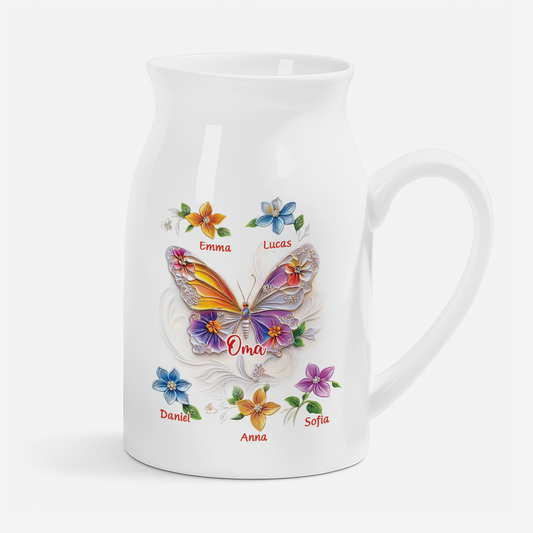 8309OGE1 3d druck effekt schmetterling und blumen personalisiertes geschenk vase oma mama aus keramik 8309otkaa
