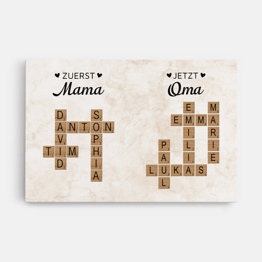 8314CGE1 zuerst mama jetzt oma personalisiertes kreuzwortratsel geschenk leinwand marmor 8314c8p5a