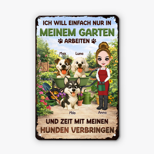8343EGE1 garten arbeiten und zeit mit meinen hunden verbringen personalisierte hunde geschenke turschild 8343eskzc