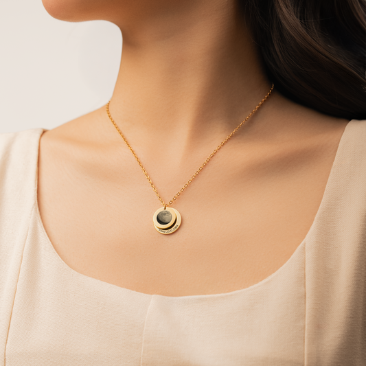 8383JGE2 mondphase personalisiertes geschenk kette mit namen datum 8383j