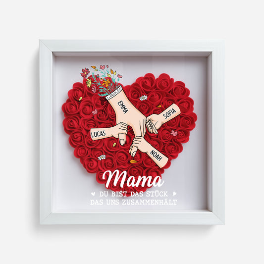 8392OGE1 mama du bist das puzzlestuck das uns zusammenhalt blumen 3d bilderrahmen personalisiert mama oma 8392o6p5a