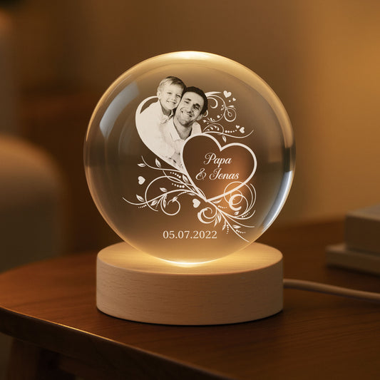 8405LGE2 mama kinder personalisierte geschenke foto kristallkugel mama papa 8405laqla