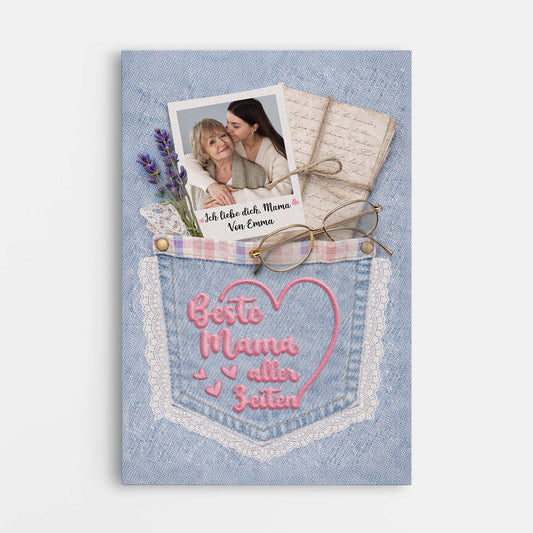 8412CGE1 3d druck effekt beste mama aller zeiten personalisierte geschenke foto leinwand mama oma jeans 8412cnlna