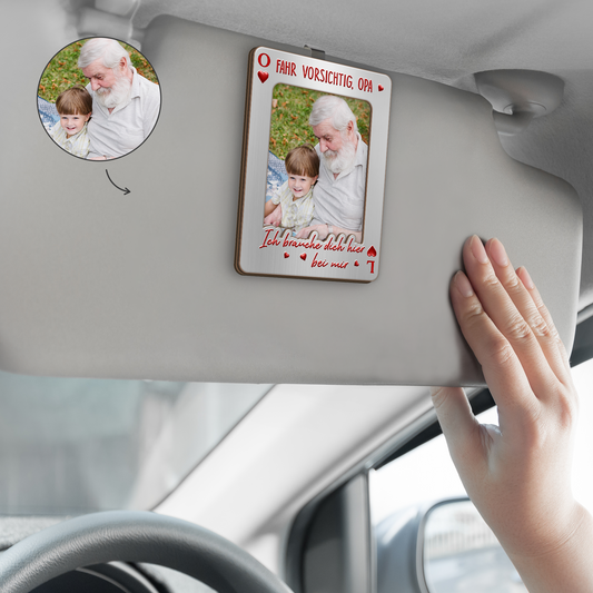 8475GGE2 fahr vorsichtig ich brauche dich hier bei mir personalisierte geschenke foto auto visier clip papa mama opa oma 8475g6czb
