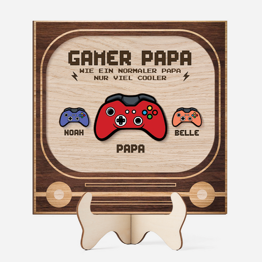 8548QGE1 gamer papa personalisiertes geschenk holzaufsteller papa opa 8548qndbb