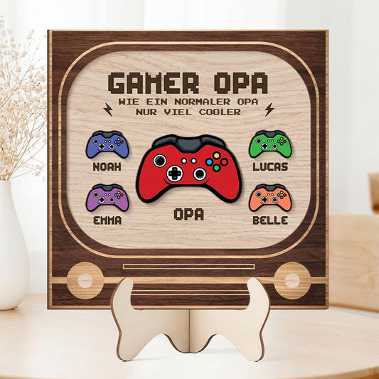 8548QGE2 gamer papa personalisiertes geschenk holzaufsteller papa opa 8548qndbb