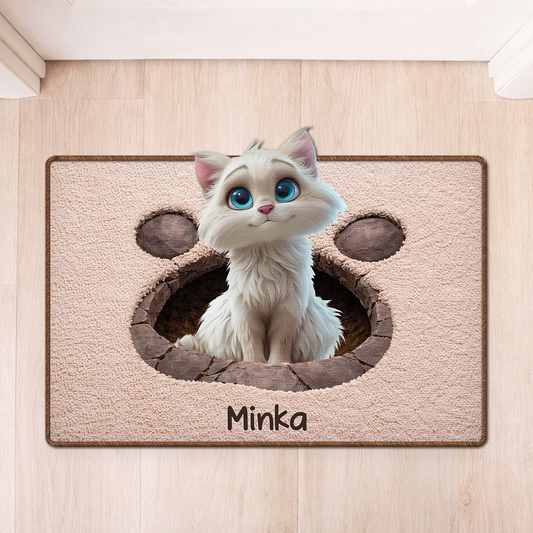 8565AGE1 3d druck effekt katze personalisierte geschenke katze fussmatte unregelmassige form 8565adsfnd
