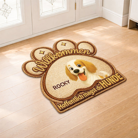 8568ADGE2 3d druck effekt hoffentlich magst du hunde personalisiertes hunde geschenk fussmatte unregelmassige form 8568adshlc