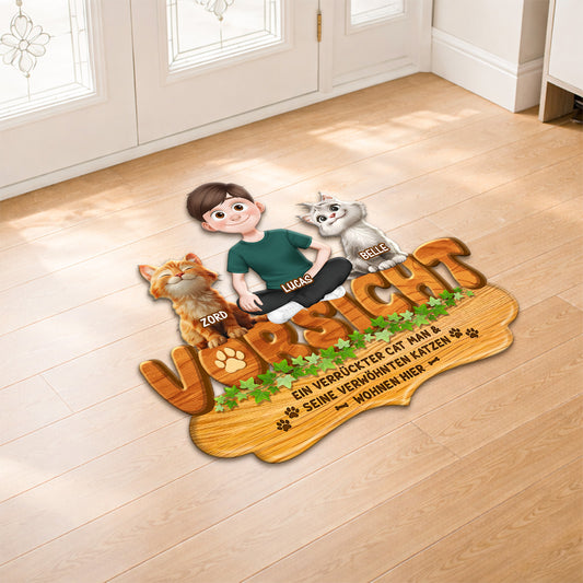 8573AGE2 eine verruckte cat lady ihre verwohnte katze wohnen hier personalisierte geschenke katze fussmatte unregelmassige form 8573adafbd
