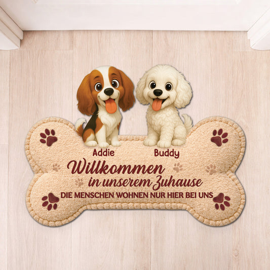 8579AGE1 der mensch wohnt nur hier bei uns personalisiertes hunde geschenk fussmatte unregelmassige form 8579ad6pcc