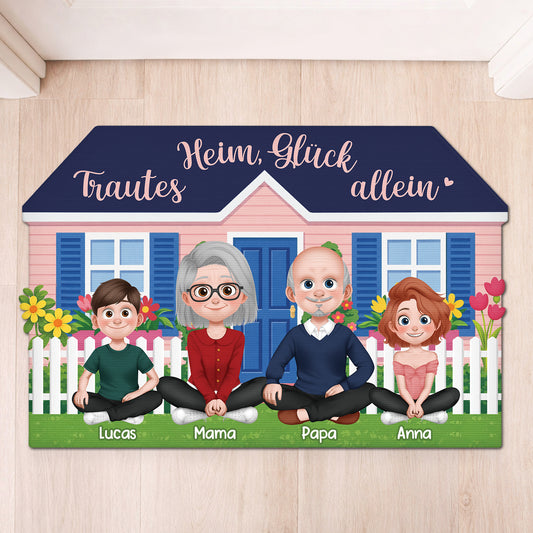8592AGE1 trautes heim gluck allein personalisierte geschenke familie fussmatte unregelmassige form 8592adcpti